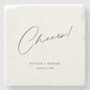Cheers Modern Unieke Aangepaste bruiloft Stenen Onderzetter