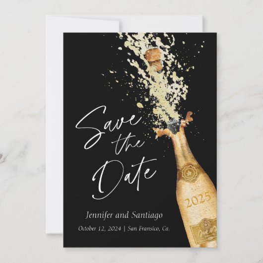 Cheers modernes Enregistrer la date Carte Noir et (Devant)