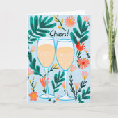 Cheers! Mousserende wijn Champagne Bloemen Gefelic Kaart (Voorkant)