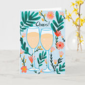 Cheers! Mousserende wijn Champagne Bloemen Gefelic Kaart (Gele Bloem)
