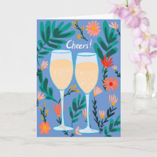 Cheers! Mousserende wijn Champagne Bloemen Gefelic Kaart