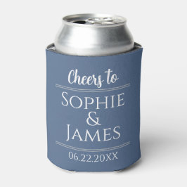 Cheers Mr & Mrs Dusty Blue Wedding Favor Blikjeskoeler