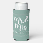 Cheers Mr & Mrs Sage Green Wedding Favor (Seltzer Achterkant)