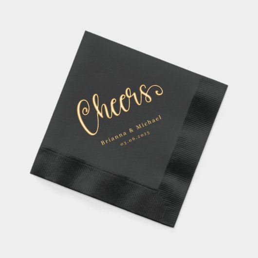 Cheers namen datum elegante bruiloft folie servetten (Links)