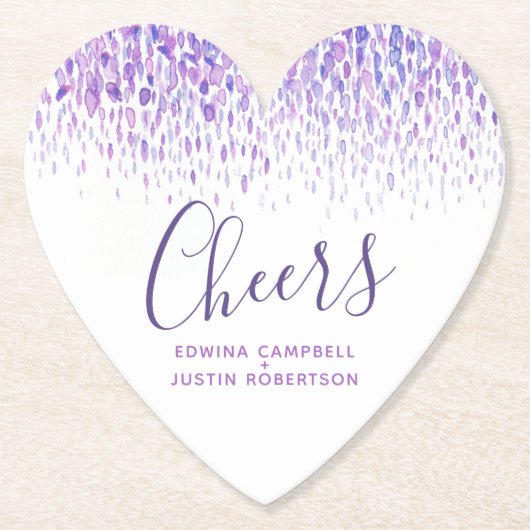 Cheers paarse moderne kunst waterverf dabs kartonnen onderzetters (Voorkant)