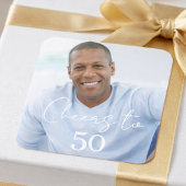 Cheers photo birthday party vierkante sticker