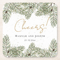 Cheers Pine & Gold Kerst Feestelijke bruiloft