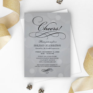Cheers Platinum Gray Corporate Holiday Party Kaart