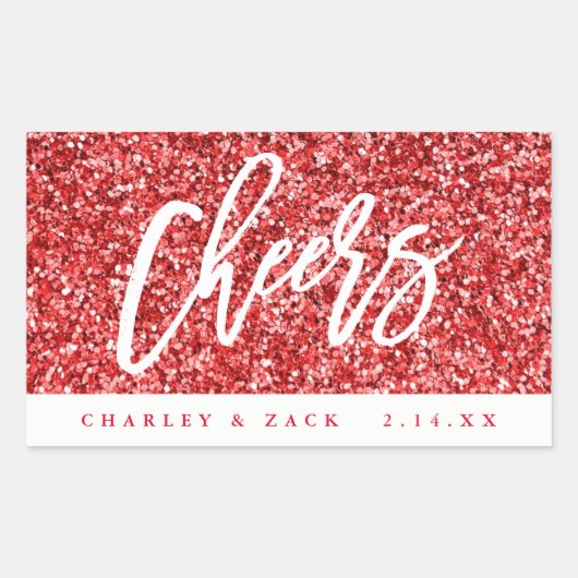 Cheers Red Glitter Mini Wine, Mini Champagne Label (Voorkant)