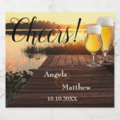 Cheers Romantic Sunset Wedding Beer Label Bier Etiket (Enkel label)
