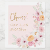 Cheers Roze Bloemementuin Bruidsmeisjesfeest Wijn Etiket (Enkel label)