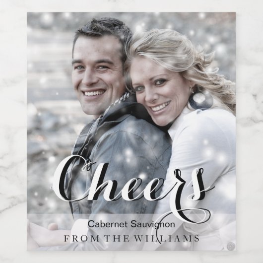 CHEERS Script Moderne aangepaste foto Wijn Etiket (Enkel label)