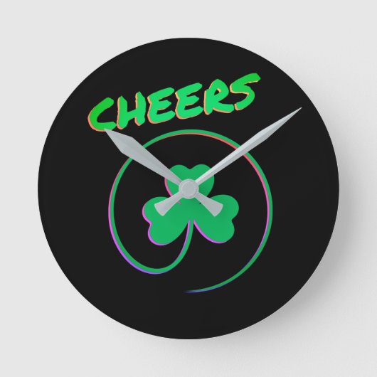 Cheers Shamrock Clover Ierland Ronde Klok (Voorkant)