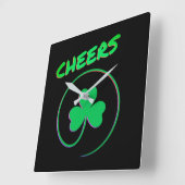 Cheers Shamrock Clover Ierland Vierkante Klok (Hoek)