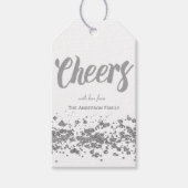 Cheers Silver Glitter gift labels Cadeaulabel (Voorkant)