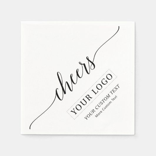 Cheers | Simple Black Business Logo Aangepaste tek Servet (Voorkant)
