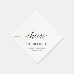 Cheers Simple Black Business Logo Aangepaste tek Servet