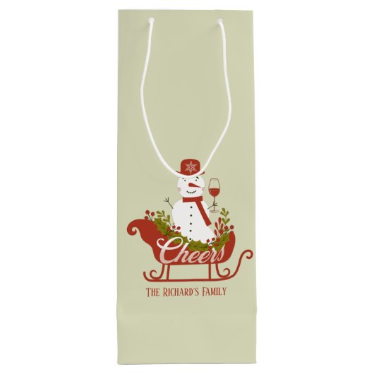 Cheers Snowman met wijn en kerstmis Wijn Cadeautas (Achterkant)