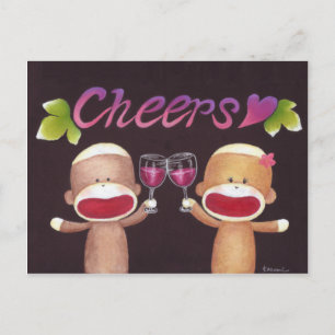 Cheers Sock Monkeys Briefkaart