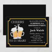 Cheers Surprise 21st Birthday Party Kaart (Voorkant / Achterkant)