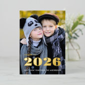 Cheers To 2026 Happy New Years Photo Gold Folie Feestdagenkaart (Staand Voorkant)