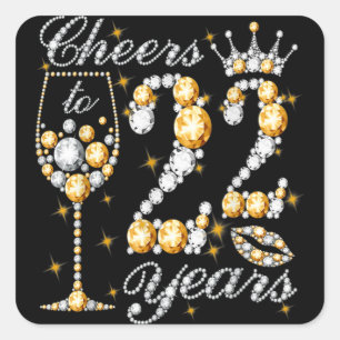 Cheers to 22 Years Happy 22th Birthday Queen D Vierkante Sticker