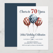 Cheers to 70 Years Birthday Party Invitation (Devant / Derrière)