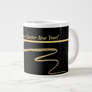 "Cheers to a Better New Years", zwart & goud Extra Grote Beker