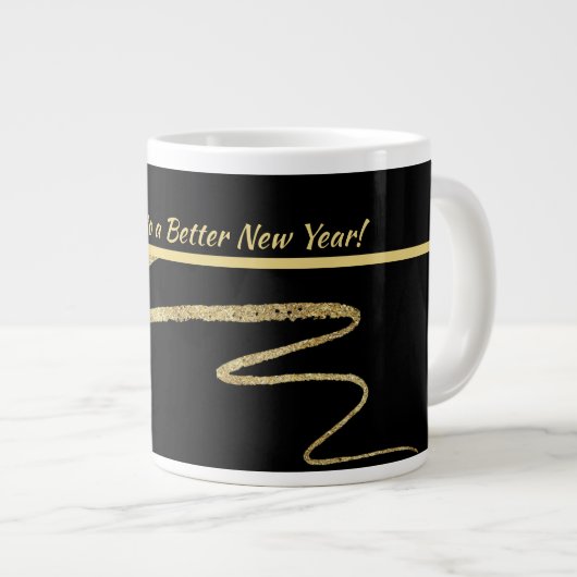 "Cheers to a Better New Years", zwart & goud Extra Grote Beker (Voorkant rechts)