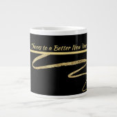 "Cheers to a Better New Years", zwart & goud Extra Grote Beker (Voorkant)