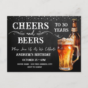 Cheers to Beers 30th Birthday Briefkaart