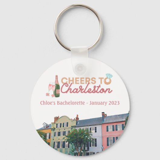 "Cheers to Charleston" Bach Party Sleutelhanger (Voorkant)