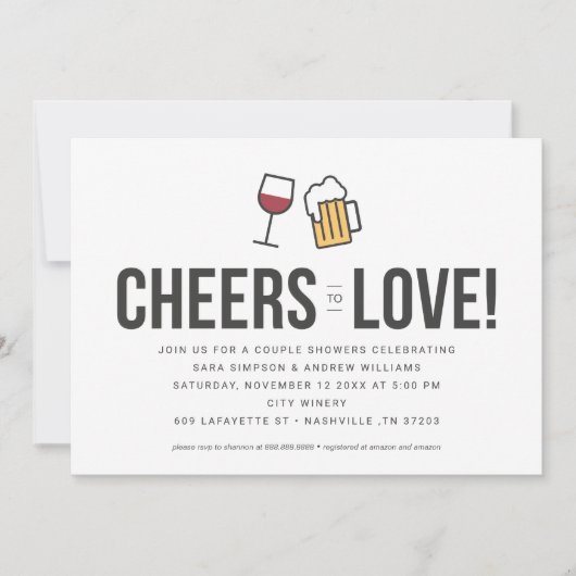 Cheers to Love Couples Wedding Shower Save The Date (Voorkant)