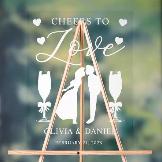 Cheers to Love Personalized Wedding Acryl Bord (Neutraal)