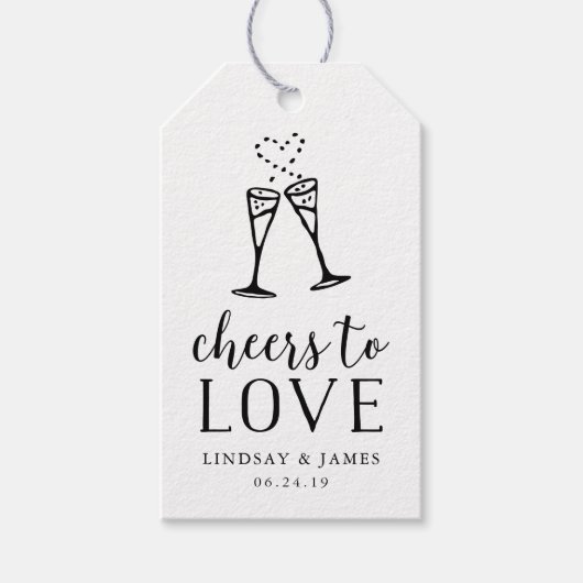 Cheers to Love Wedding Favor Cadeaulabel (Voorkant)