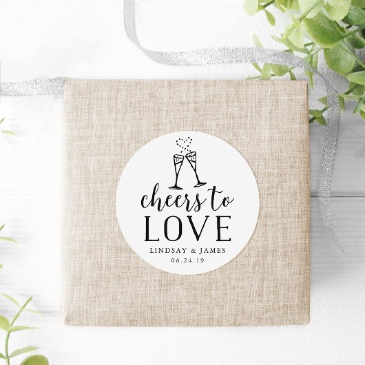 Cheers to Love Wedding Favor Ronde Sticker