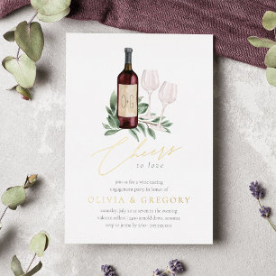 Cheers to Love Wine Tasting Engagement Party Folie Uitnodiging