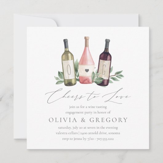 Cheers to Love Wine Tasting Engagement Party Kaart (Voorkant)