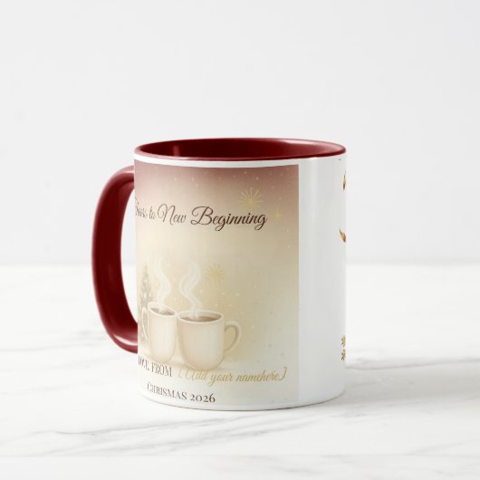Cheers to New Beginnings | Custom Holiday Mug 2026 Mok (Voorkant links)