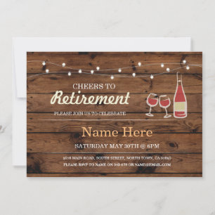 Cheers to Retirement Party Wine Invitation Kaart