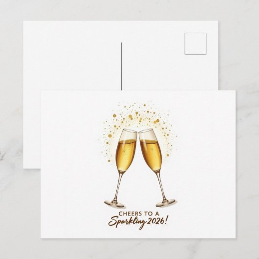 Cheers to Sparkling 2026 Invitation Uitnodiging Briefkaart (Voorkant / Achterkant)