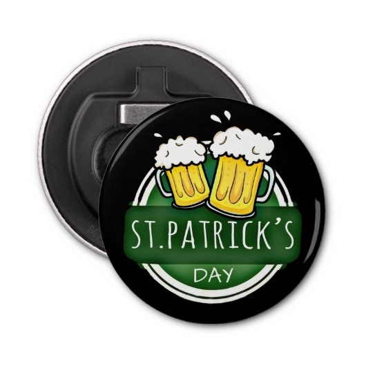 Cheers to St Patrick's Day Beer Mokken Button Flesopener (Voorkant)