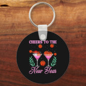 Cheers To The New Year Champagne Gl & Basketba Sleutelhanger (Voorkant)