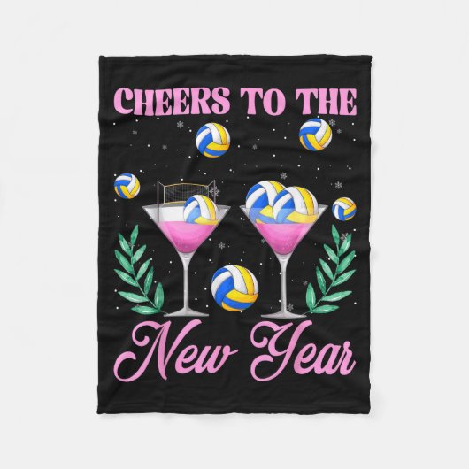 Cheers To The New Year Champagne Gl & Volleyba Fleece Deken (Voorkant)