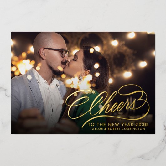 Cheers to the New Year | Elegant Photo  Folie Feestdagenkaart (Voorkant)