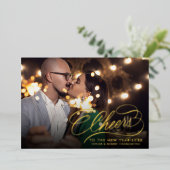 Cheers to the New Year | Elegant Photo  Folie Feestdagenkaart (Staand Voorkant)