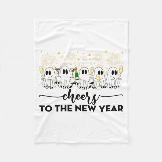 Cheers To The New Year Ghosts Drinking Champagne N Fleece Deken (Voorkant)