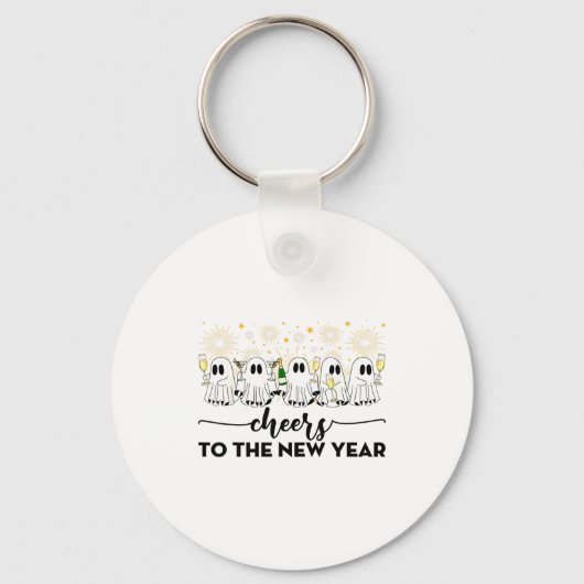 Cheers To The New Year Ghosts Drinking Champagne N Sleutelhanger (Voorkant)