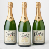 Cheers to Wedding Chic Gold Pineapples Rustisch Ho Sparkling Wijnetiket (Flessen)