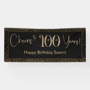 Cheers tot 100 jaar 's ochtends 'Gold en 'zwart' Spandoek